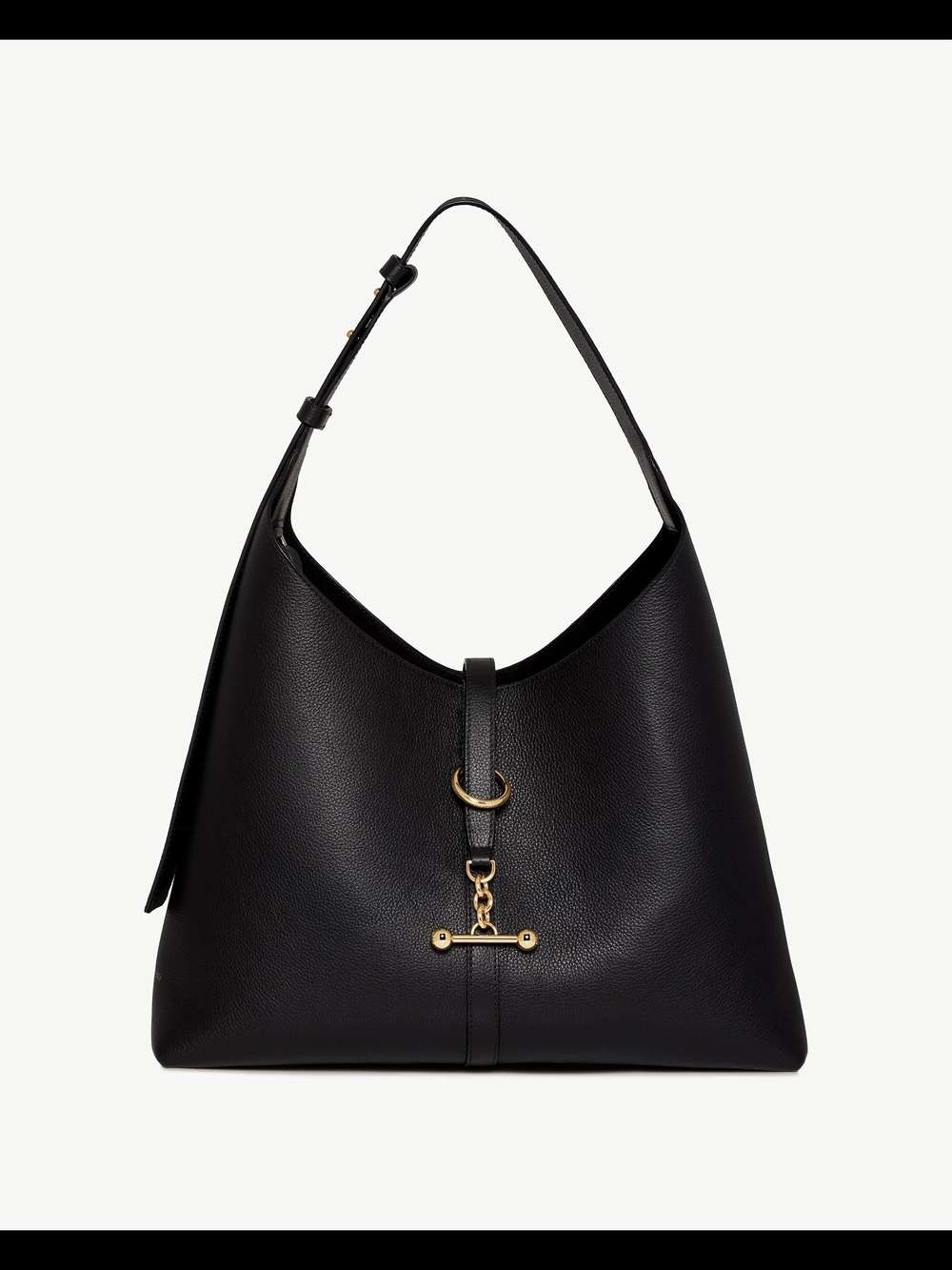 Strathberry Black Leather Kite Hobo Maxi with Gold Hardware
